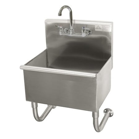 Advance Tabco 1 Station 16 Ga. 304 SS Wall Mt Square Corner Sink - Faucet Included 19-18-23-F
